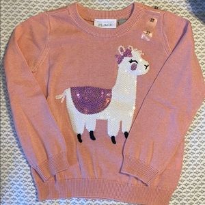 Pink Sequin Llama Sweater Girls 3T NWT